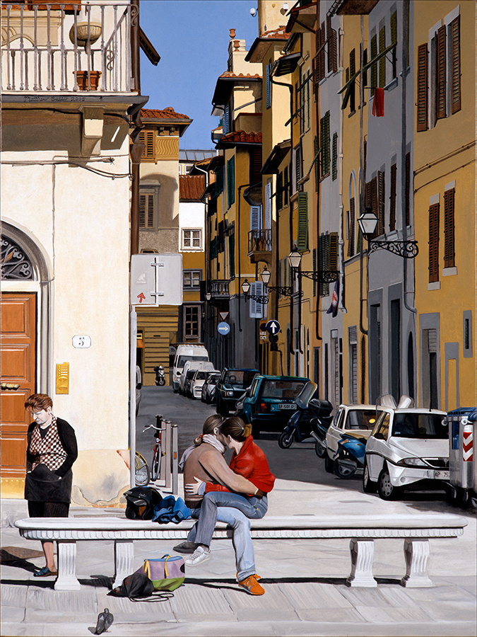 "Lovers in Santa Croce" an original oil painting by Matthew Holden Bates