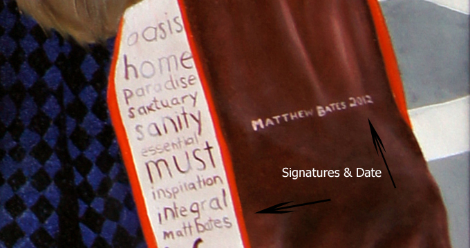 Signature and date details from Copley Square painting by Matthew Holden Bates