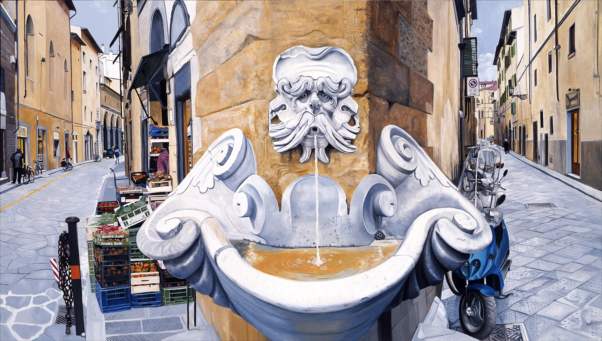 Piazza Frescobaldi oil painting by Matthew Holden Bates
