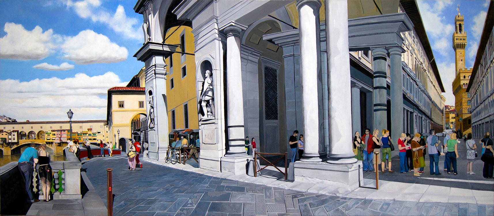 "Waiting in Line at the Uffizi" an original oil painting by Matthew Holden Bates