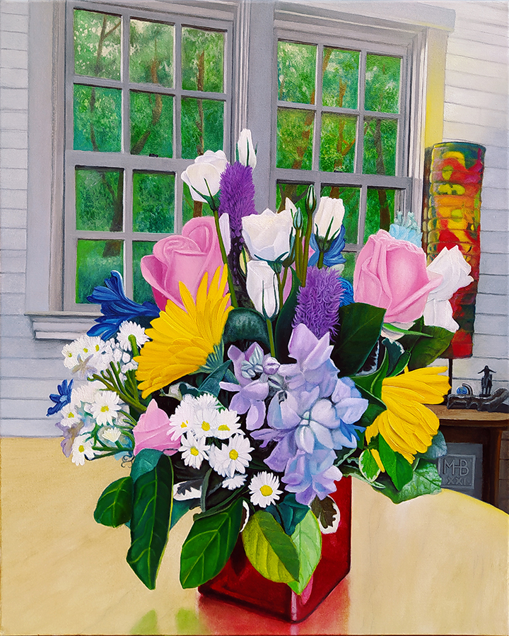 "A Bouquet for Mom" an original oil painting by Matthew Holden Bates