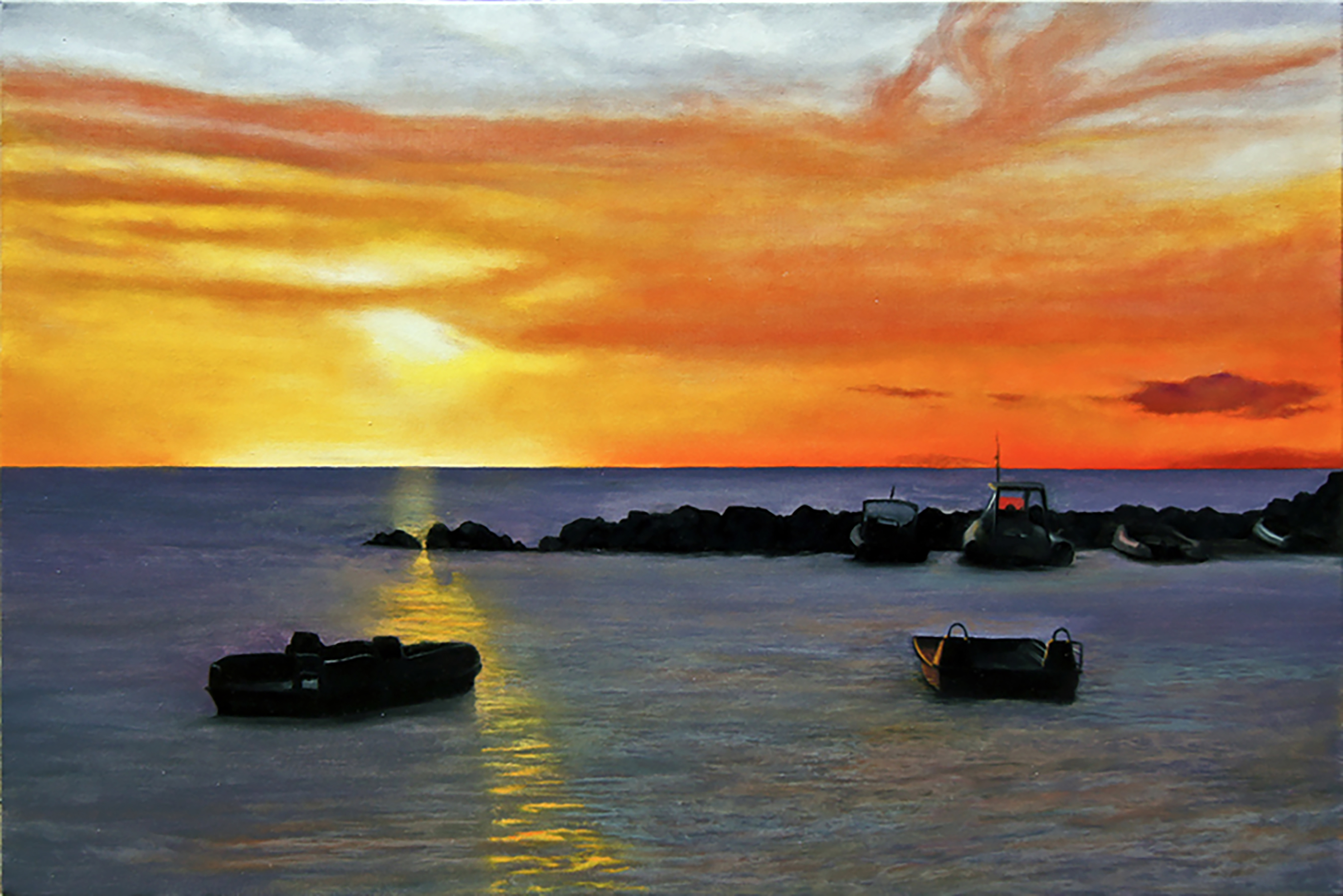 Giglio Sunset oil painting by Matthew Holden Bates