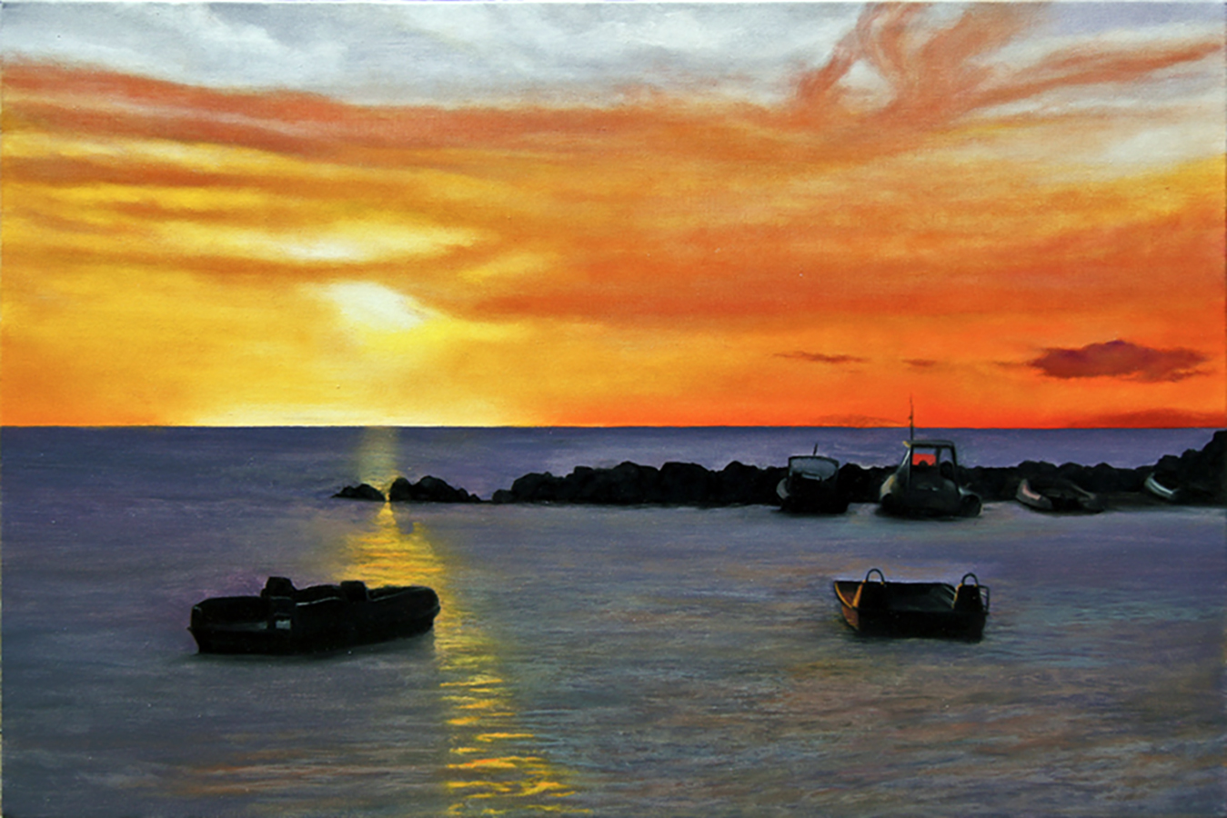 "Giglio Sunset" an original oil painting by Matthew Hoplden Bates