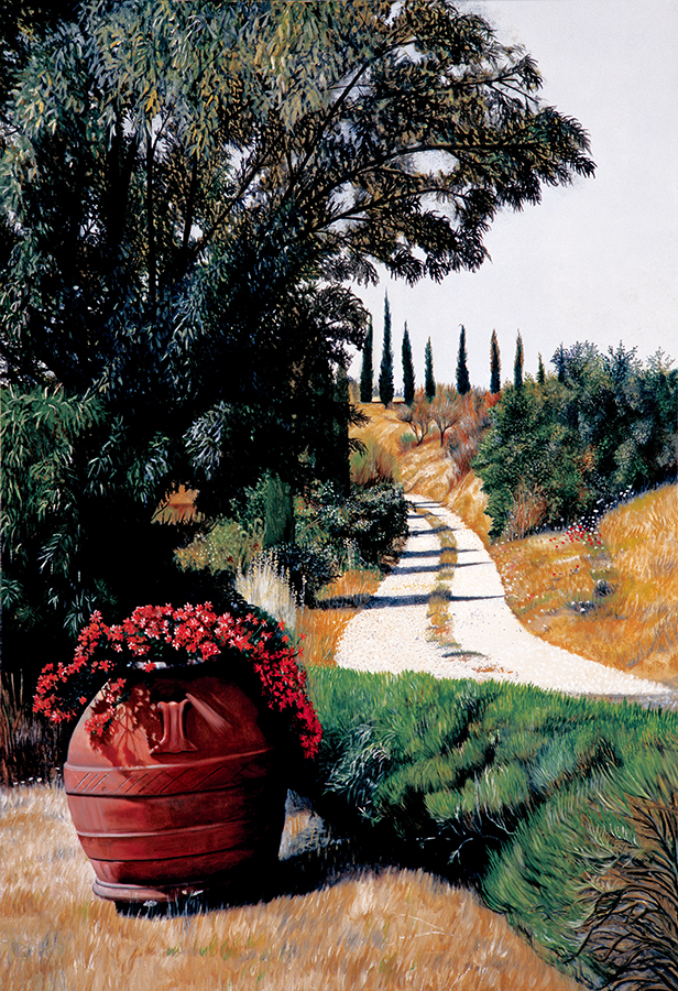 "Tuscan Summer Road" an original oil painting by Matthew Holden Bates