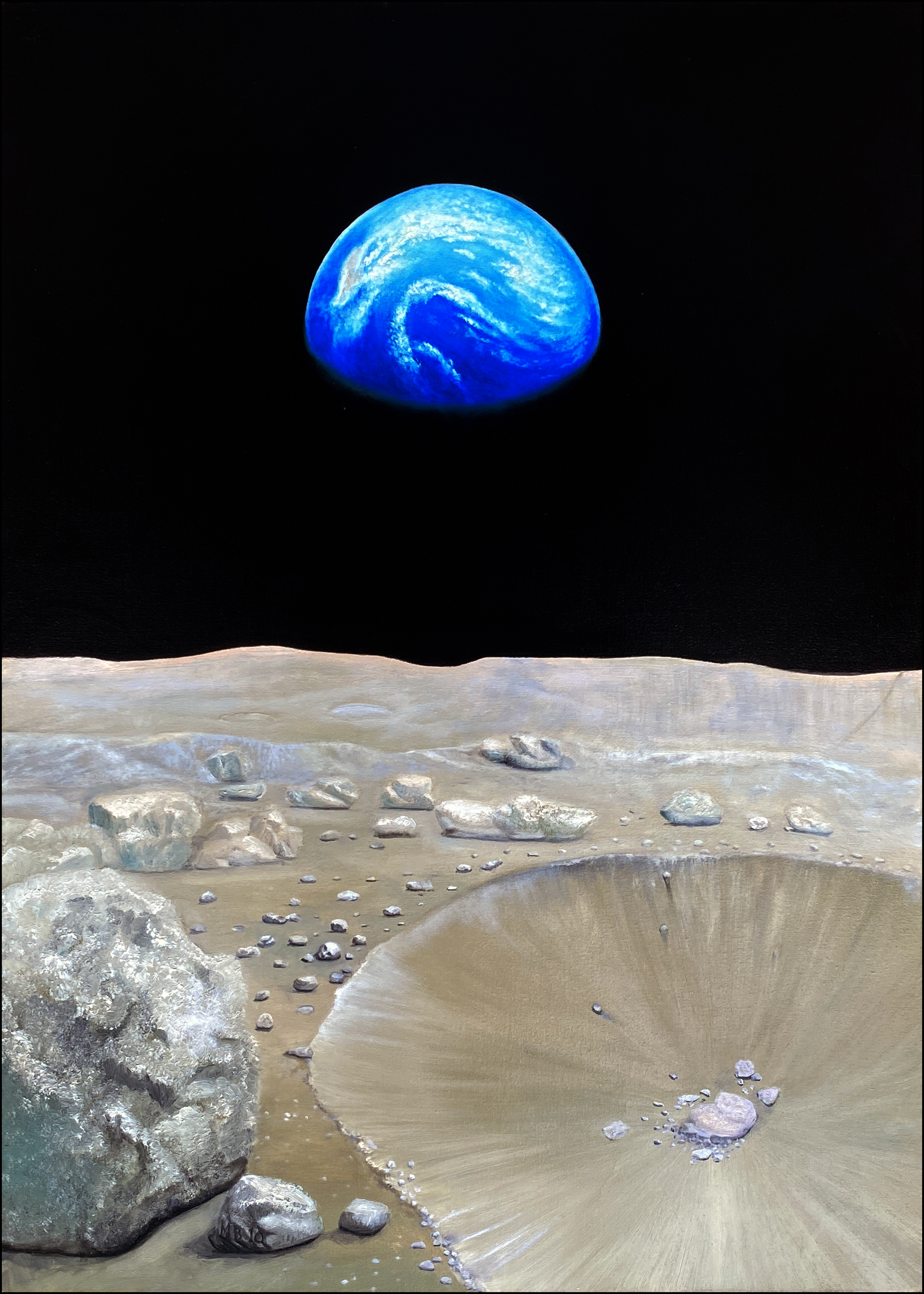 Earthrise oil painting by Matthew Holden Bates