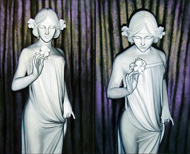 Nymph of the Fields diptych oil painting by Matthew Holden Bates